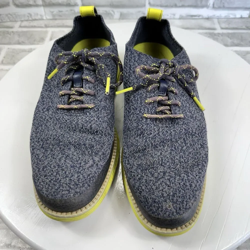 Cole Haan Original Grand Stitchlite Size 8 Gray and Yellow Comfort Oxford Shoes
